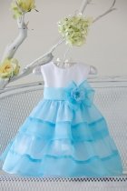 Turquoise Organza Double Layered Infant Girl Dress